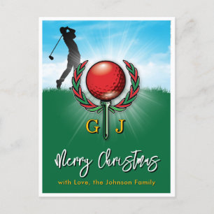 Postal Diseño de Navidad-Monograma de Golf