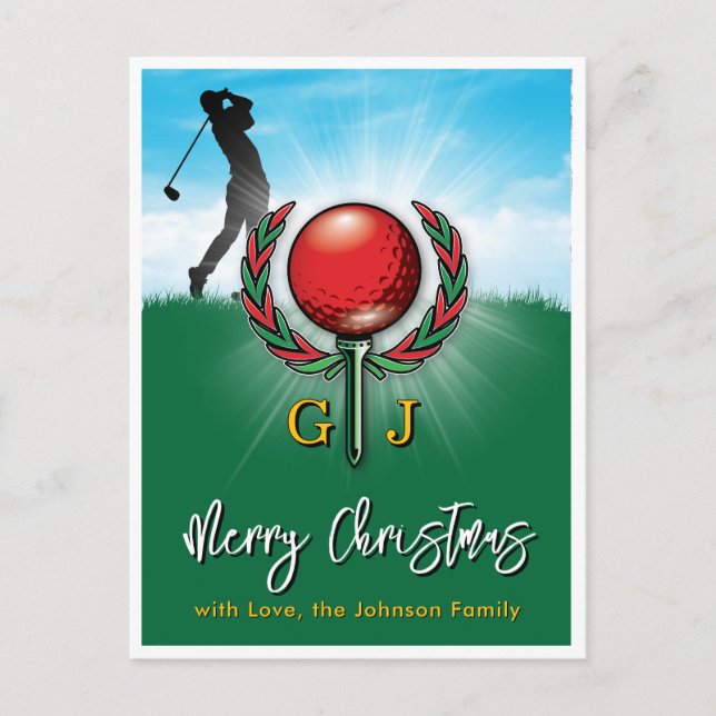 Postal Diseño de Navidad-Monograma de Golf (Anverso)