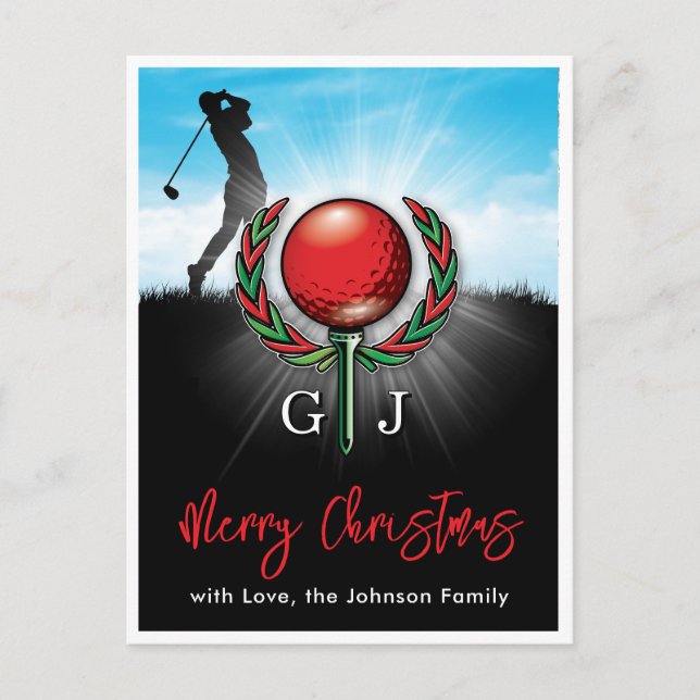 Postal Diseño de Navidad y vacaciones de golf (Anverso)