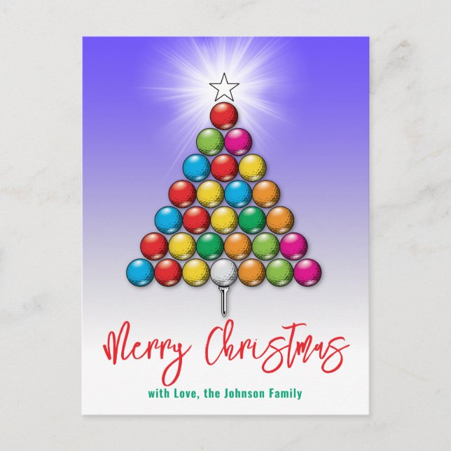 Postal Diseño de Navidad y vacaciones de golf (Anverso)