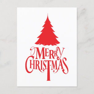 Postal Diseño de navidades con árbol rojo