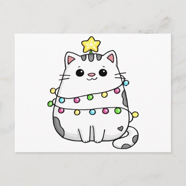 Postal Diseño de Navidades de felino (Anverso)