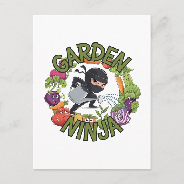 Postal Diseño de Ninja Jardín - Gráfico divertido de jard (Anverso)