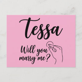 Postal Diseño de nombre Tessa con rosa roja y mano Shaka