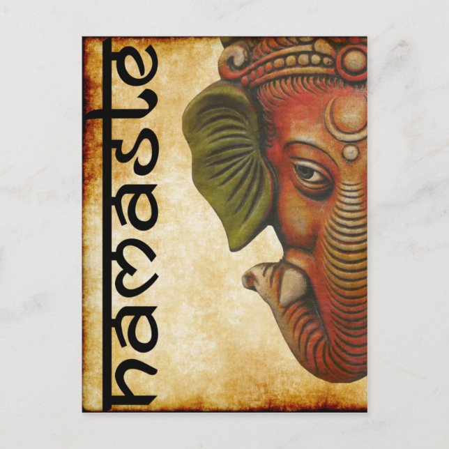 Postal Diseño de nombres de ganesha de Dios indio postale (Anverso)