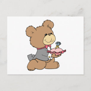 Postal diseño de osito de peluche portador de anillo o pr