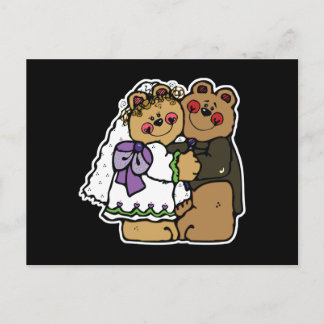 Postal diseño de oso de peluche para novias y novios
