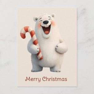 Postal Diseño de oso polar lindo de Navidad