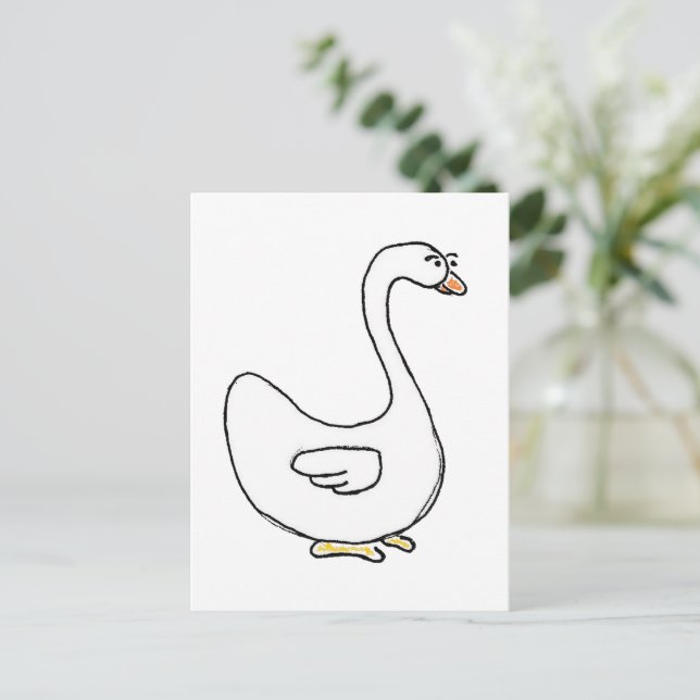 Postal Diseño de pájaro blanco elegante de cisne personal (Anverso de pie)