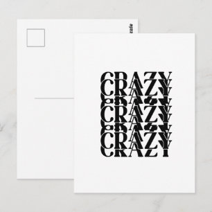 Postal Diseño de palabra repetitiva loca loca trippy