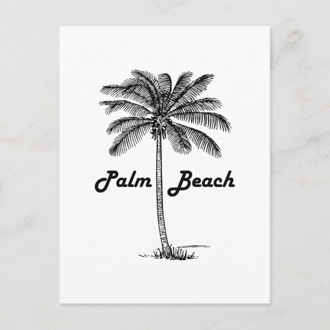 Postal Diseño de Palm Beach Florida y Palm Beach en blanc (Anverso)