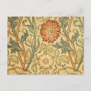 Postal Diseño de papel pintado con flores de rosa de Will