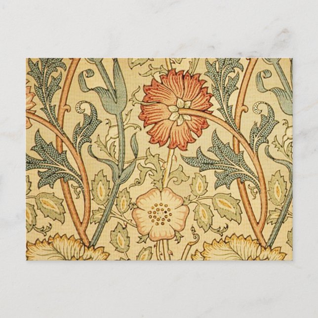Postal Diseño de papel pintado con flores de rosa de Will (Anverso)