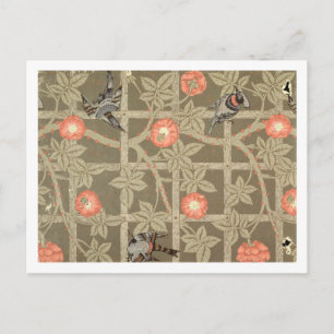 Postal Diseño de papel tapiz de Trellis con respaldo verd