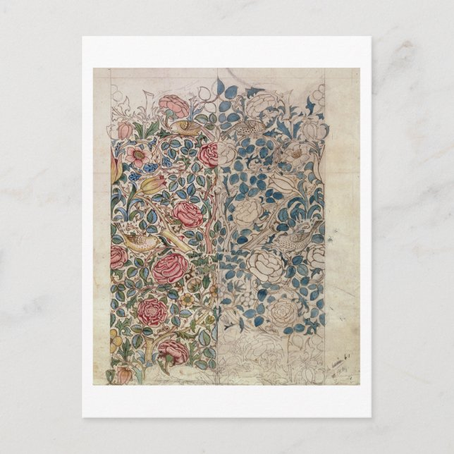 Postal Diseño de papel tapiz "Rosa" (lápiz y con c sobre  (Anverso)