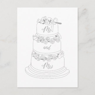 Postal Diseño de pastel de boda Sr & Sra