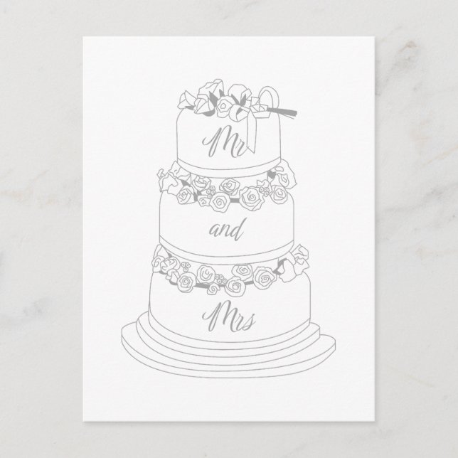 Postal Diseño de pastel de boda Sr & Sra (Anverso)
