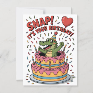 Postal Diseño de pastel de cumpleaños de caimán lindo