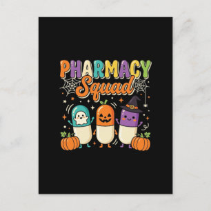 Postal Diseño de pastillas fantasmales de Halloween para 
