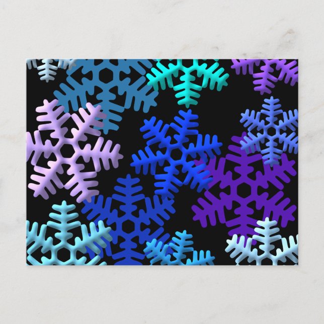 Postal Diseño de Patrón 3D de Copos de Nieve (Anverso)