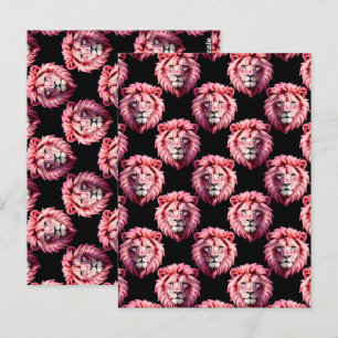 Postal Diseño de patrón de animal de cabeza de león rosa