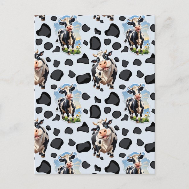 Postal Diseño de patrón de animal vaca  (Anverso)
