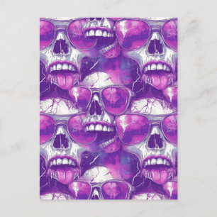 Postal Diseño de patrón de calavera con gafas de sol mora