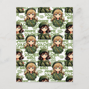 Postal Diseño de patrón de chicas soldado anime 