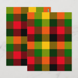 Postal Diseño de patrón de cuadros de colores de Rasta Re