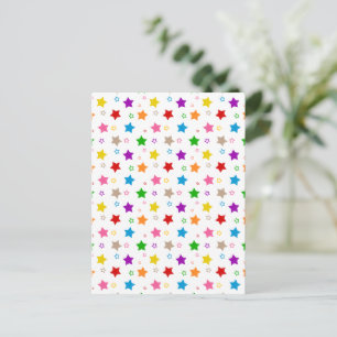 Postal Diseño de patrón de estrellas coloridas blanco