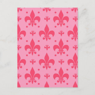 Postal Diseño de patrón de flor de lis rosa
