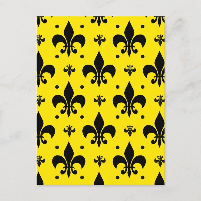 Postal Diseño de patrón de lis sobre fondo amarillo (Anverso)