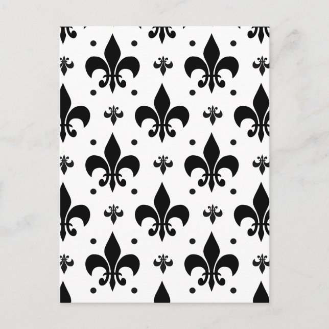 Postal Diseño de patrón de lis sobre fondo blanco (Anverso)