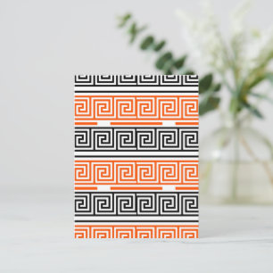 Postal Diseño de patrón de llave griega de friso blanco n