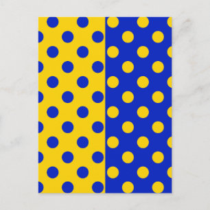 Postal Diseño de patrón de lunares azul amarillo mitad 