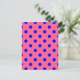 Postal Diseño de patrón de lunares azules sobre rosa