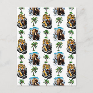 Postal Diseño de patrón de mamut de la edad de hielo con 