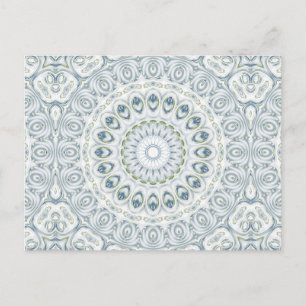 Postal Diseño de Patrón de Mandala Azul y Verde Sereno