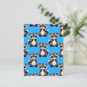 Postal Diseño de patrón de mapache azul