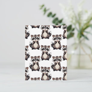 Postal Diseño de patrón de mapache blanco