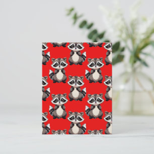 Postal Diseño de patrón de mapache rojo