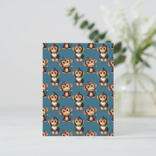 Postal Diseño de Patrón de Mono Azul