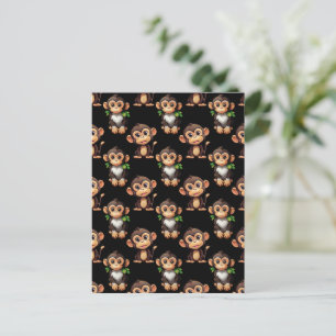 Postal Diseño de patrón de mono negro
