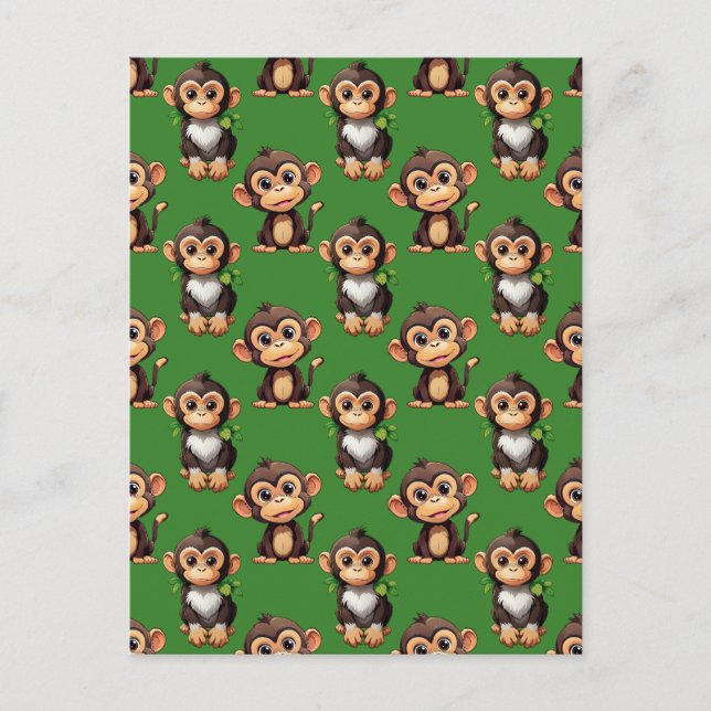 Postal Diseño de patrón de mono verde  (Anverso)