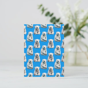 Postal Diseño de patrón de oso polar azul