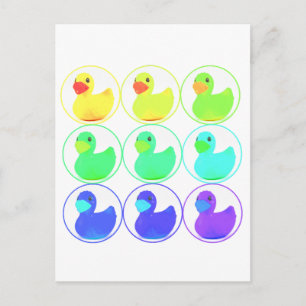 Postal Diseño de Patrón de Patitos Arcoíris