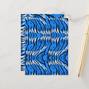 Postal Diseño de patrón de piel de animal de tigre azul