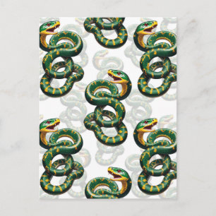 Postal Diseño de patrón de serpiente con fondo blanco
