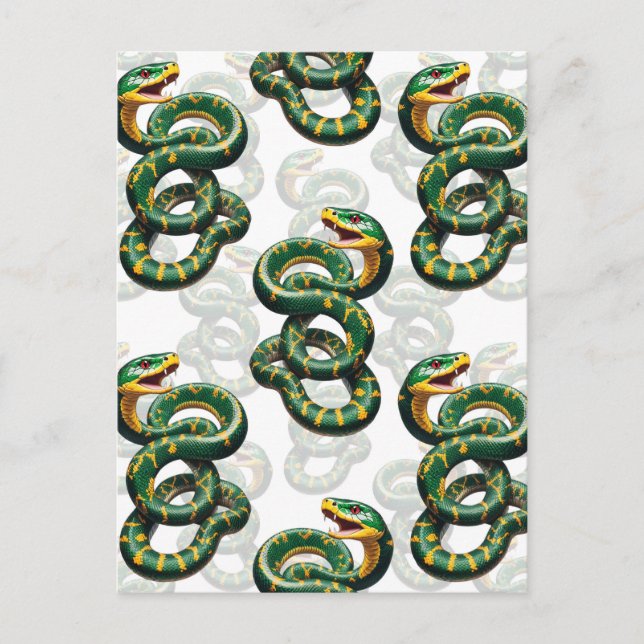 Postal Diseño de patrón de serpiente con fondo blanco (Anverso)