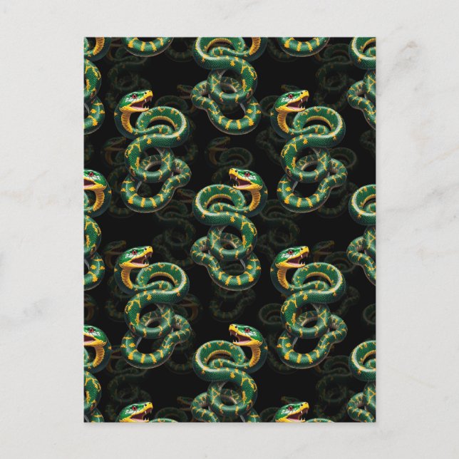 Postal Diseño de patrón de serpiente con fondo negro (Anverso)